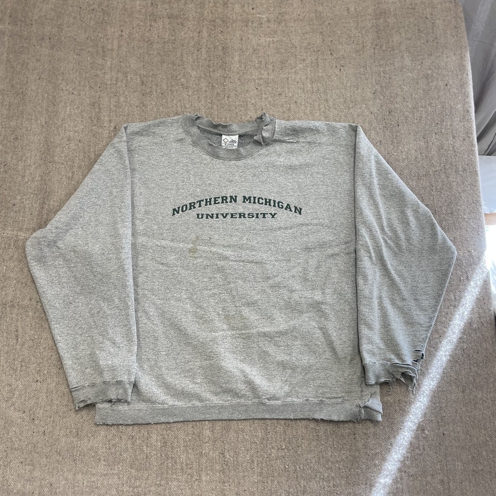 Vintage Northern Michigan University Sweatshirt Men XL Gray 1990s Cotton Exchng